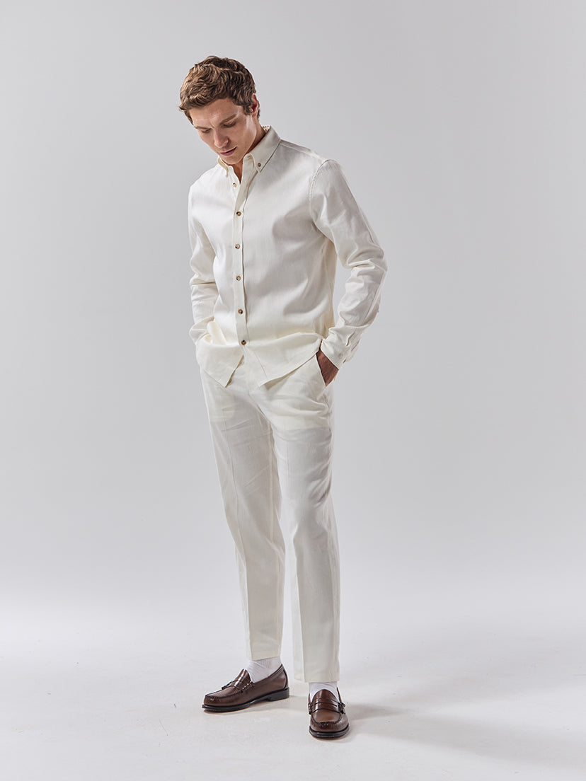 Batch LDN Men's Off-White Linen Trousers